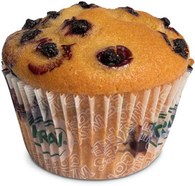 A Muffin With Blueberries In A Wrapper