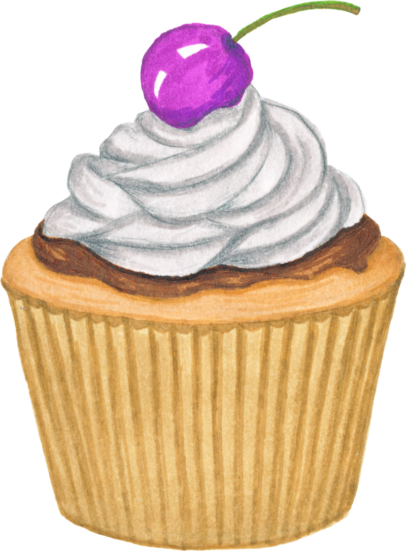 A Cupcake With A Purple Berry On Top