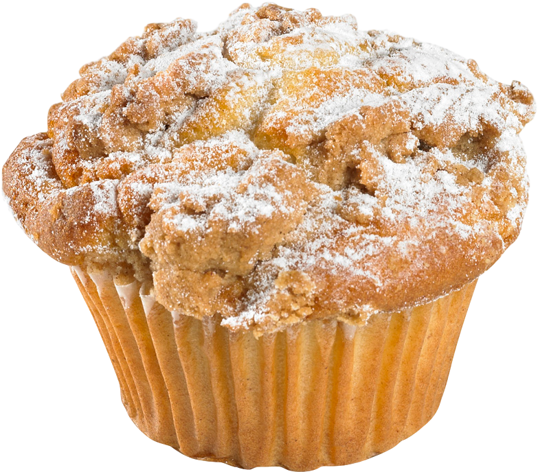 A Muffin With Powdered Sugar On Top