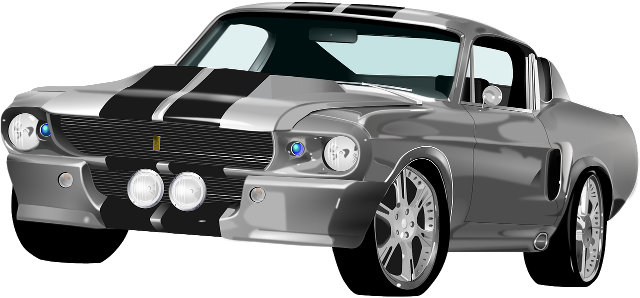 A Silver Car With Black Stripes