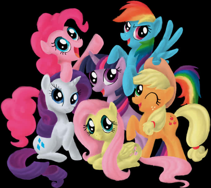A Group Of Cartoon Pony Characters