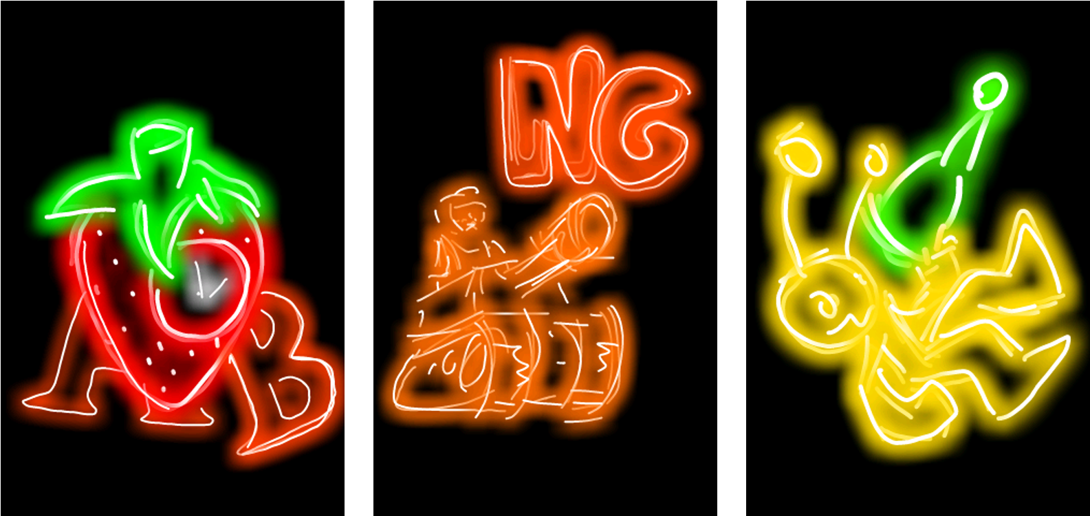 A Group Of Neon Letters And Numbers