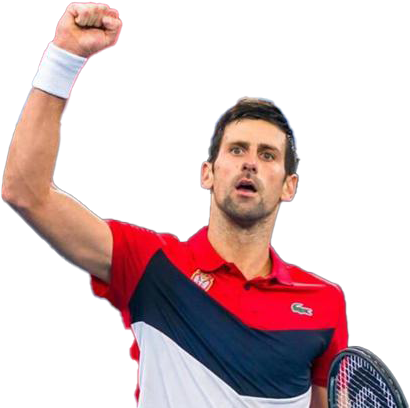 A Man Holding A Tennis Racket And Raising His Fist