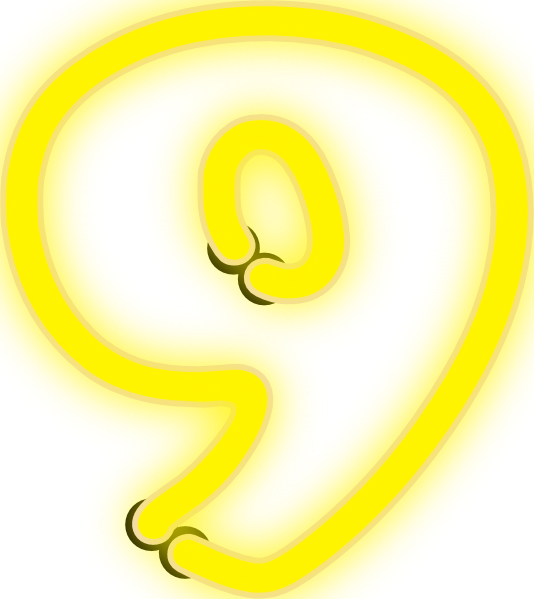 A Yellow Neon Number Nine