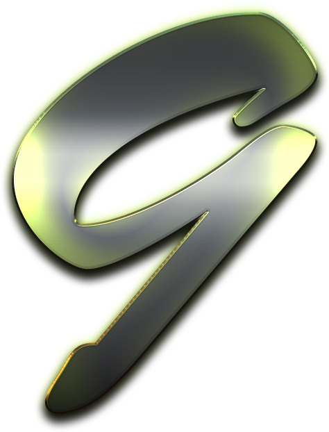 A Silver Letter G With Green Light