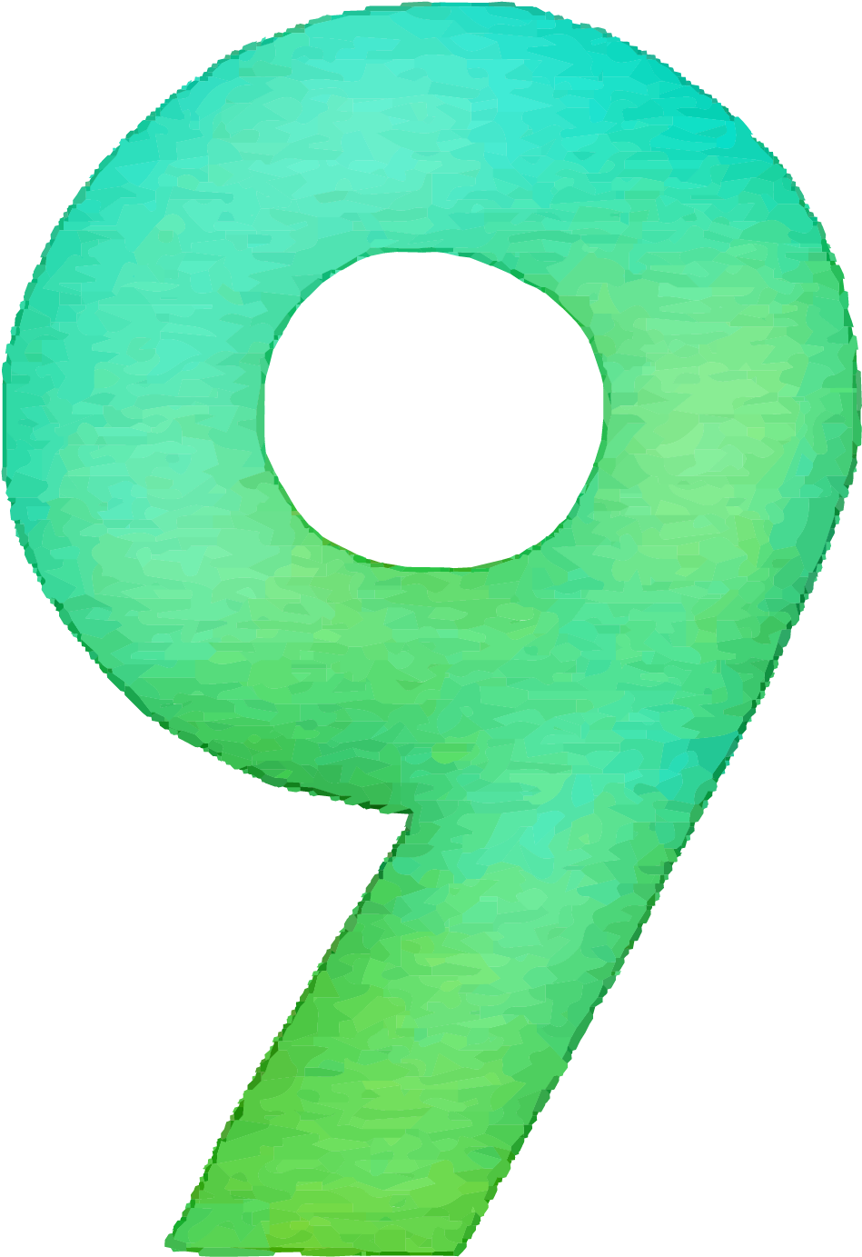 A Green Number With A Black Background