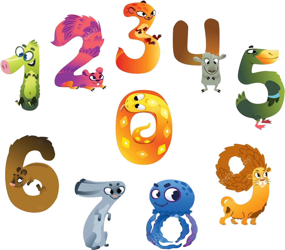 Cartoon Numbers With Cartoon Animals