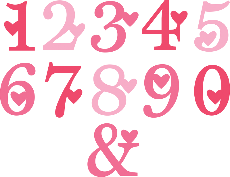 A Number With Hearts And Symbols