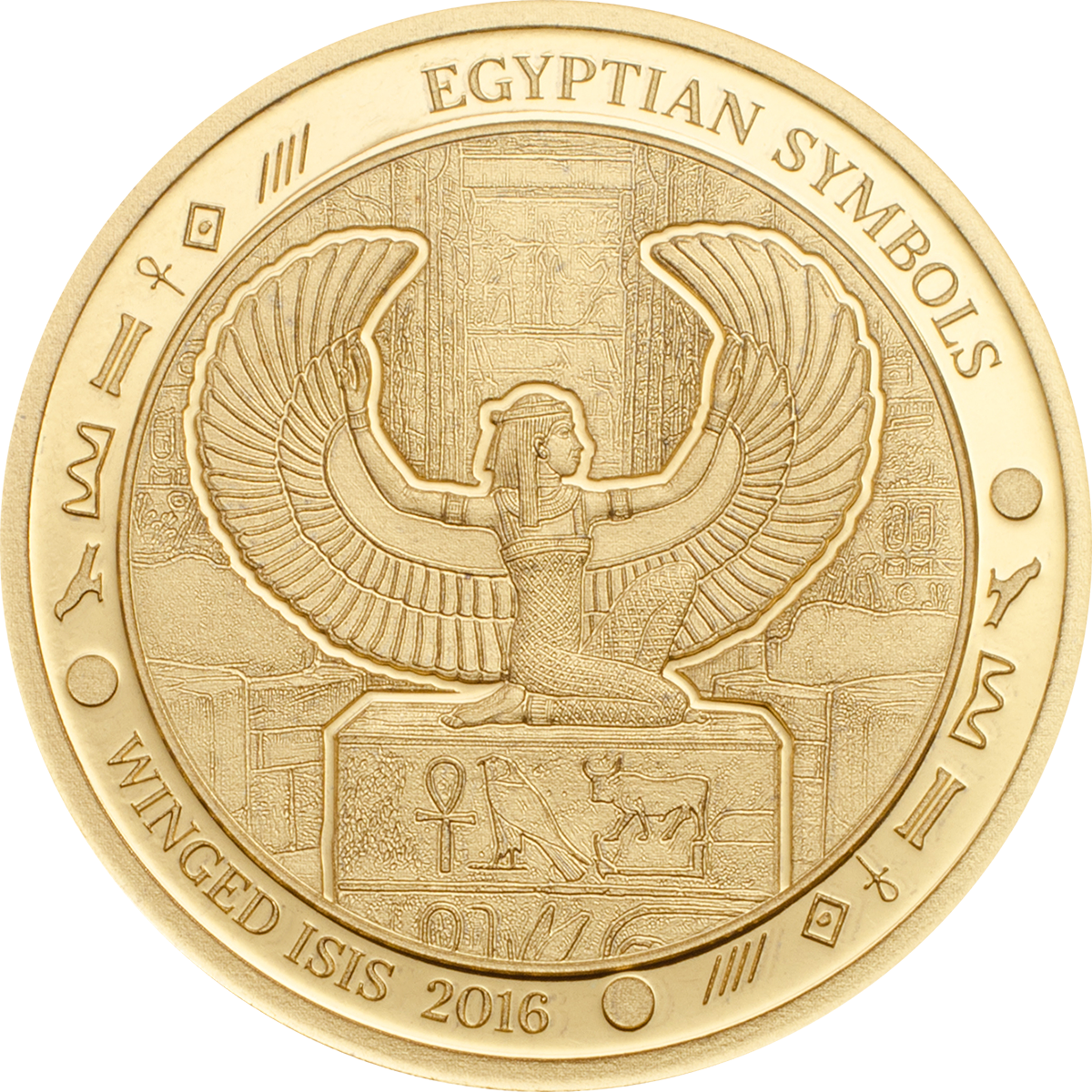 A Gold Coin With A Winged Figure On It