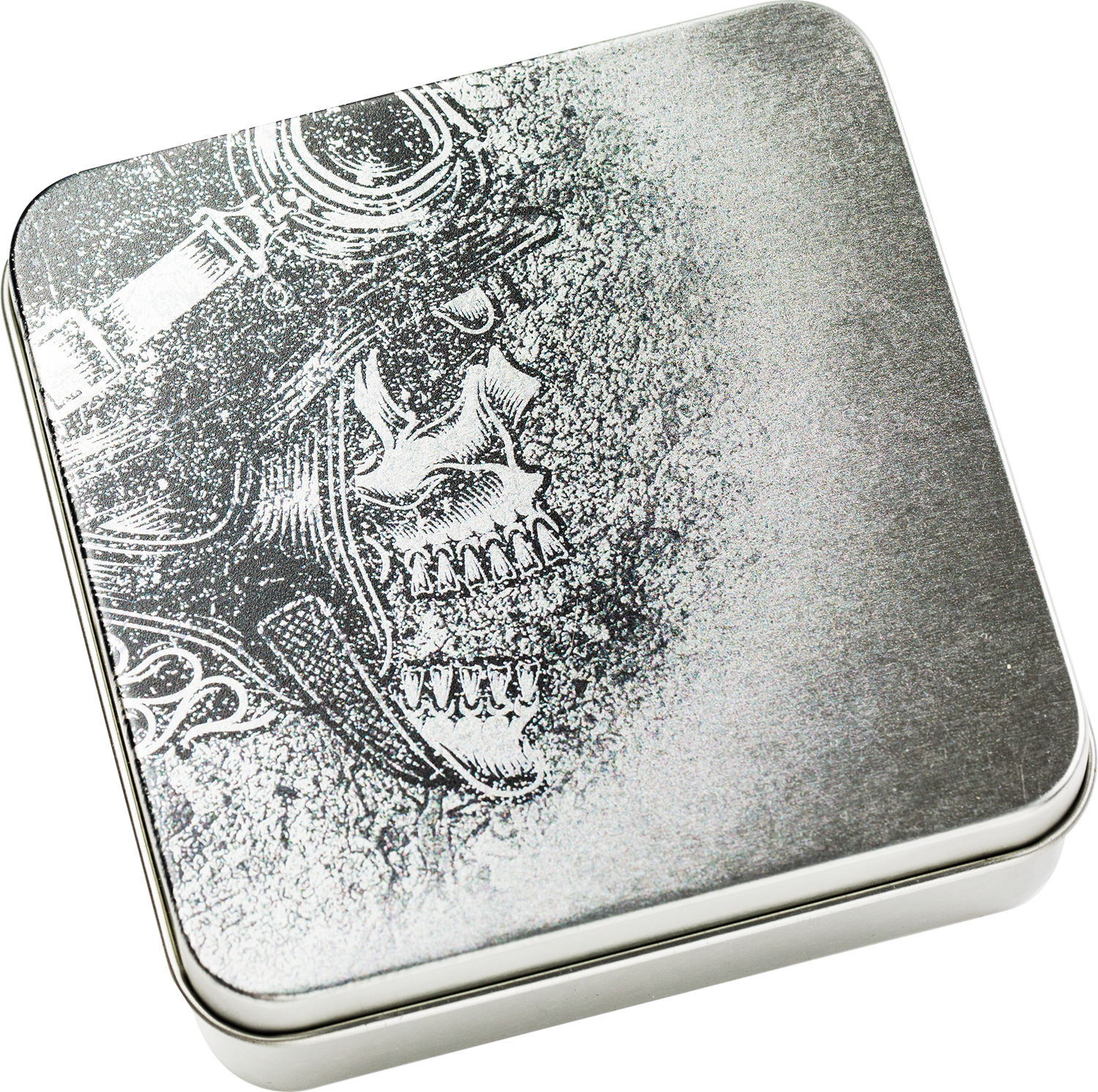 A Metal Box With A Skull Design