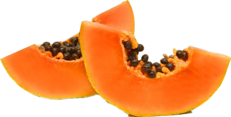 A Papaya Cut In Half With Seeds Inside