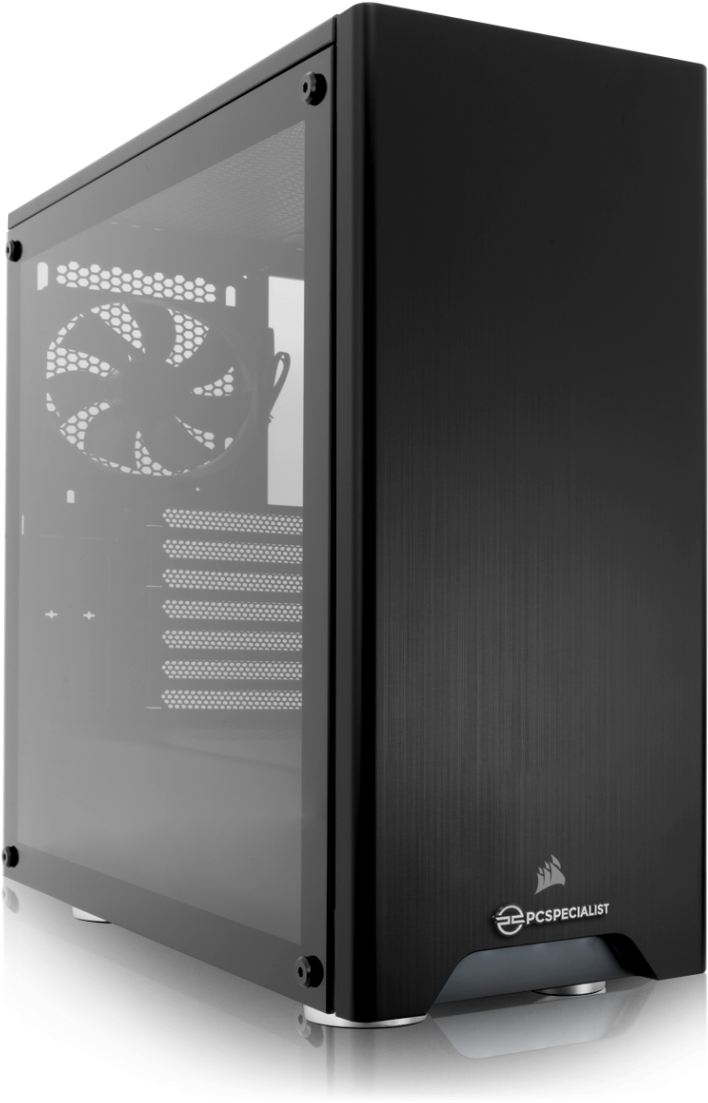 A Black Computer Tower With A Fan