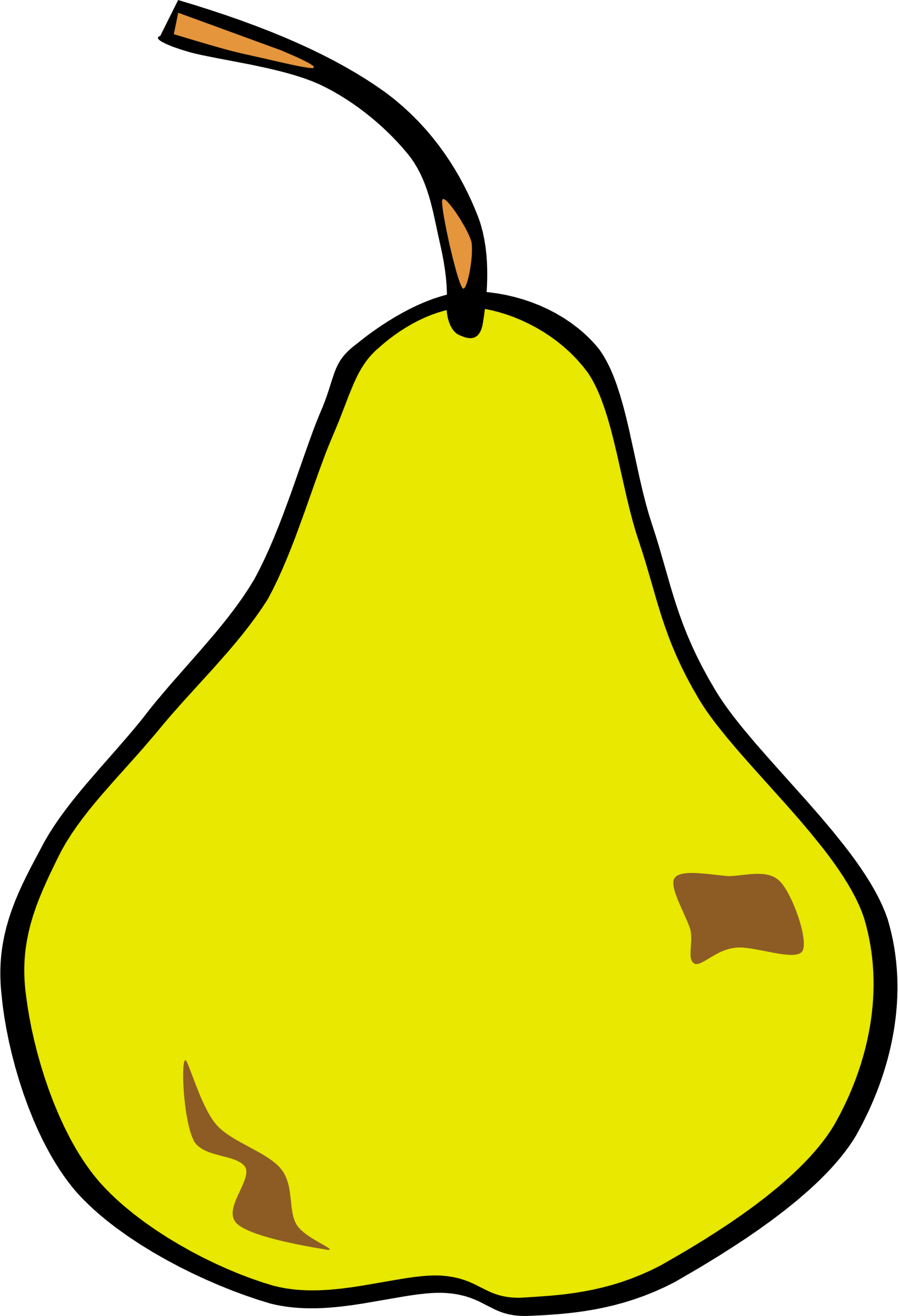 A Yellow Pear With A Brown Stem