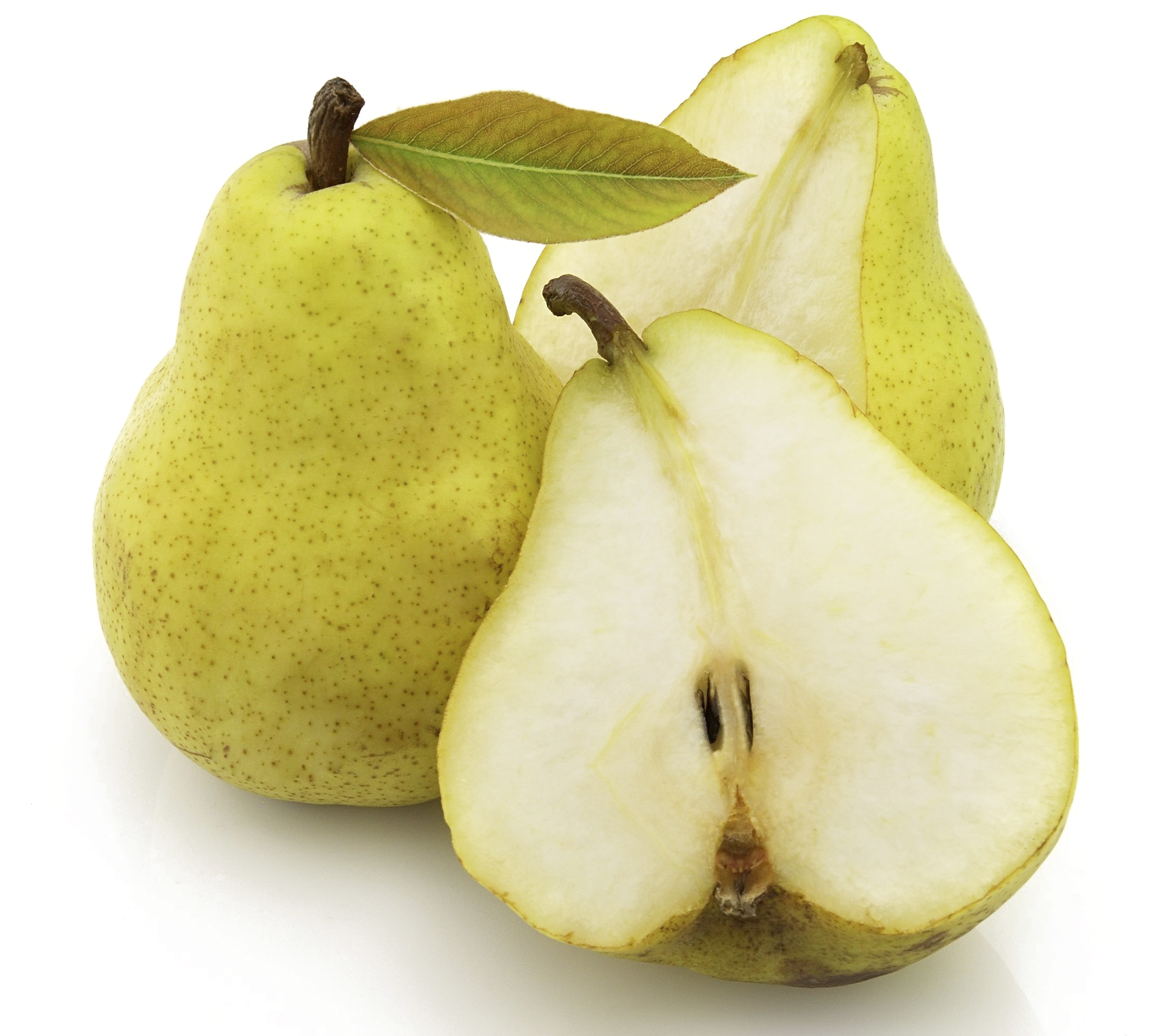 A Group Of Pears With A Leaf
