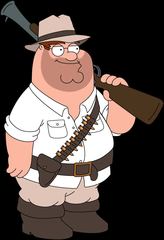 Cartoon Of A Man Holding A Rifle