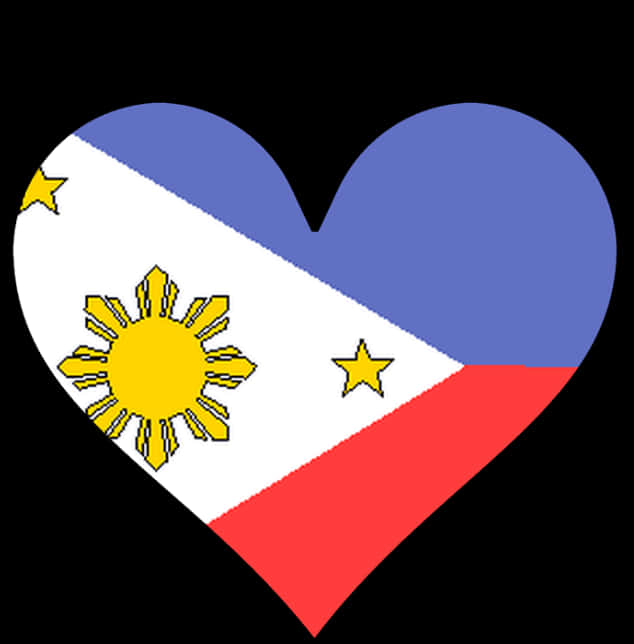 A Heart Shaped Flag With A Sun And Stars