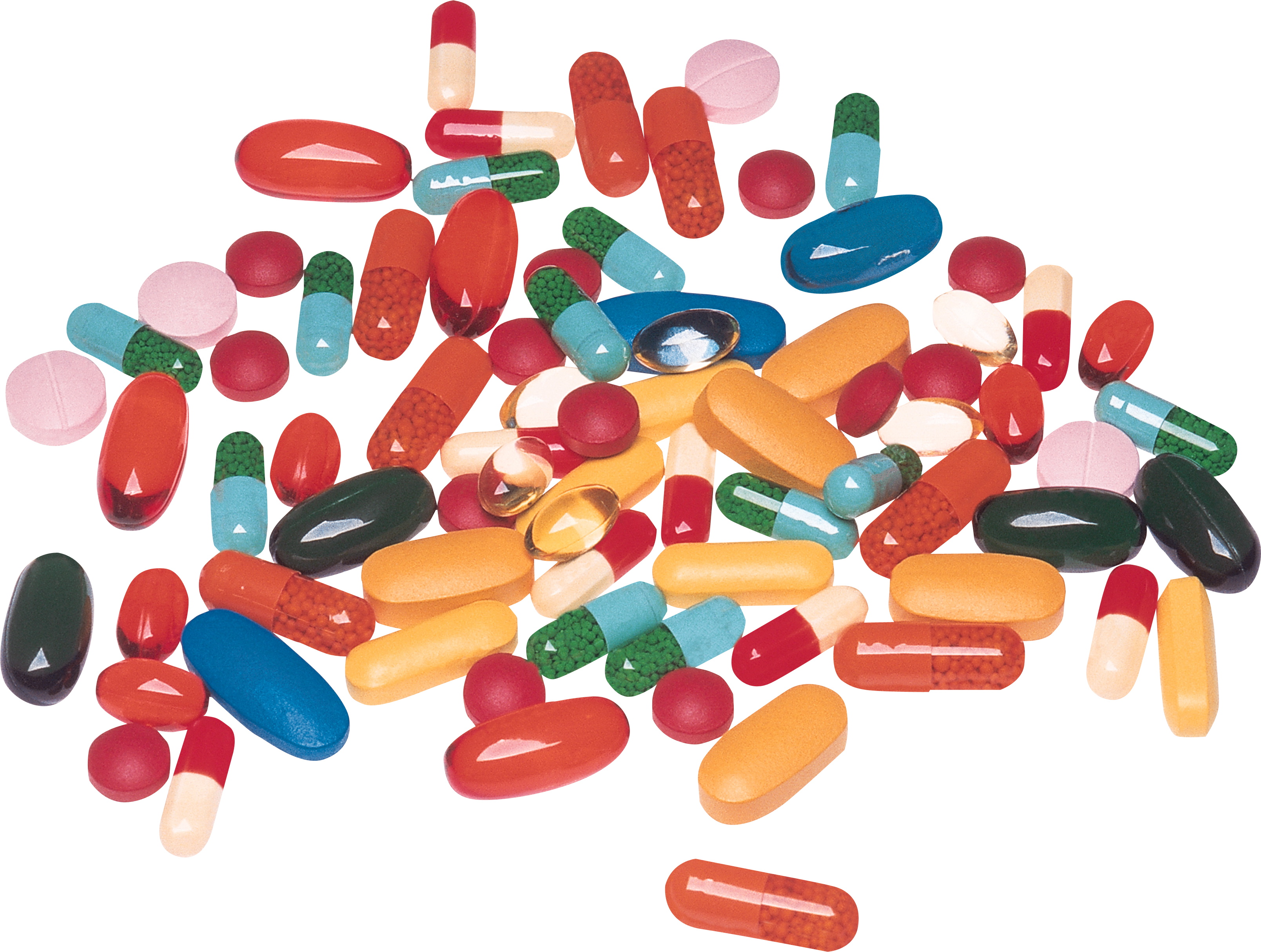 A Pile Of Different Colored Pills