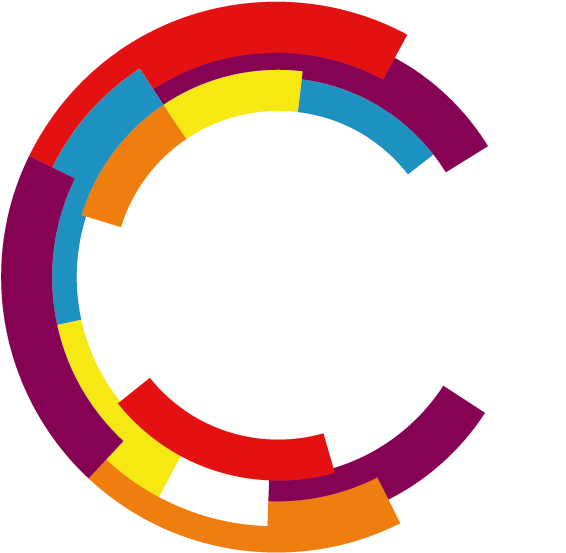 A Colorful Circle With White Text