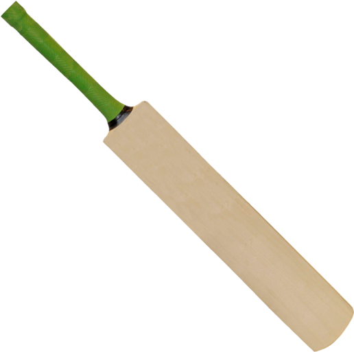 A Cricket Bat With A Green Handle