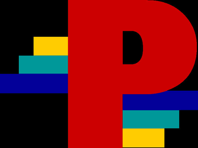 A Red Letter With Blue And Yellow Stripes