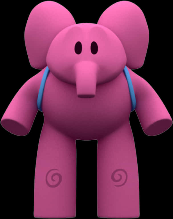 A Pink Elephant Toy With Blue Straps