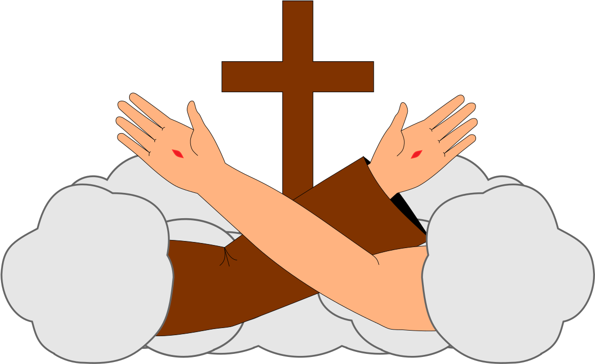 A Cartoon Of Hands And A Cross