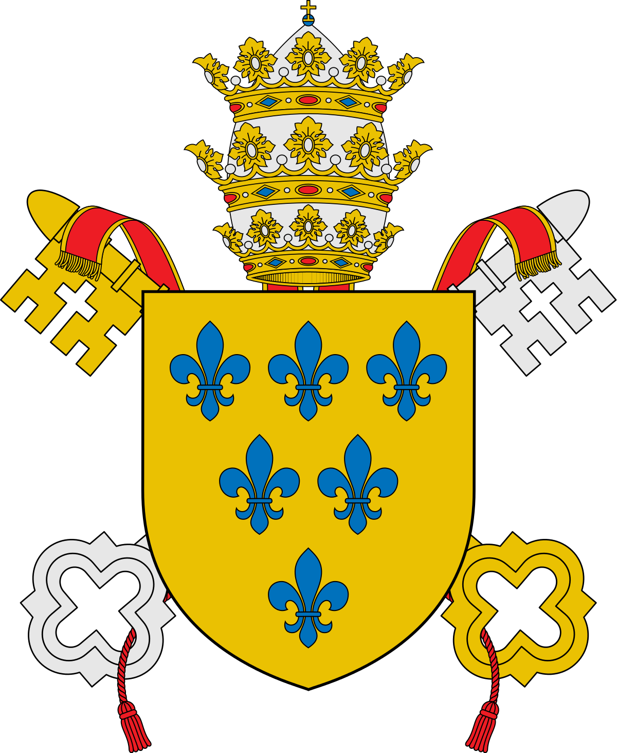 A Yellow And Blue Coat Of Arms With A Crown And A Red And White Cross