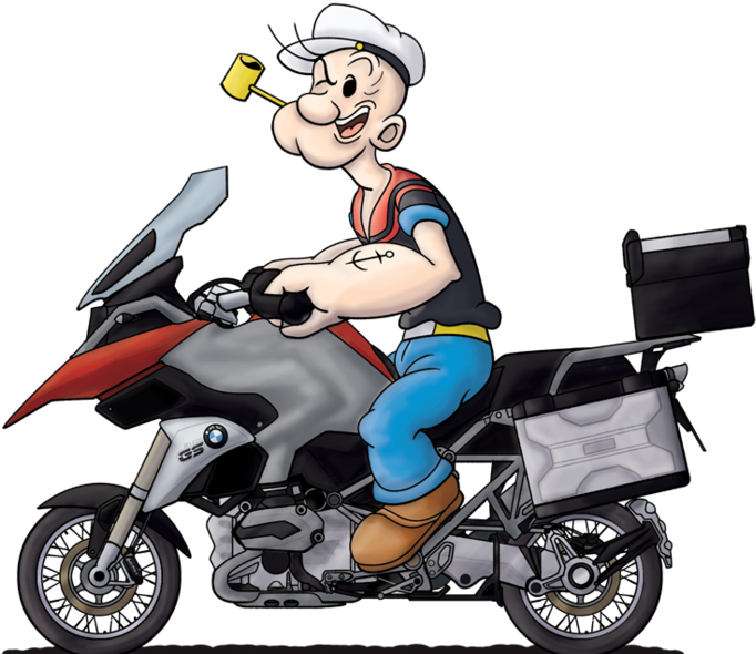 Cartoon Of A Sailor On A Motorcycle