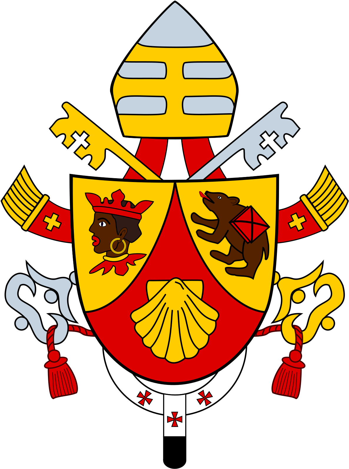 A Red And Yellow Coat Of Arms With Gold And Red Designs