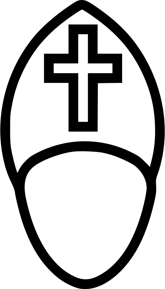 A Black Outline Of A Hat With A Cross On It
