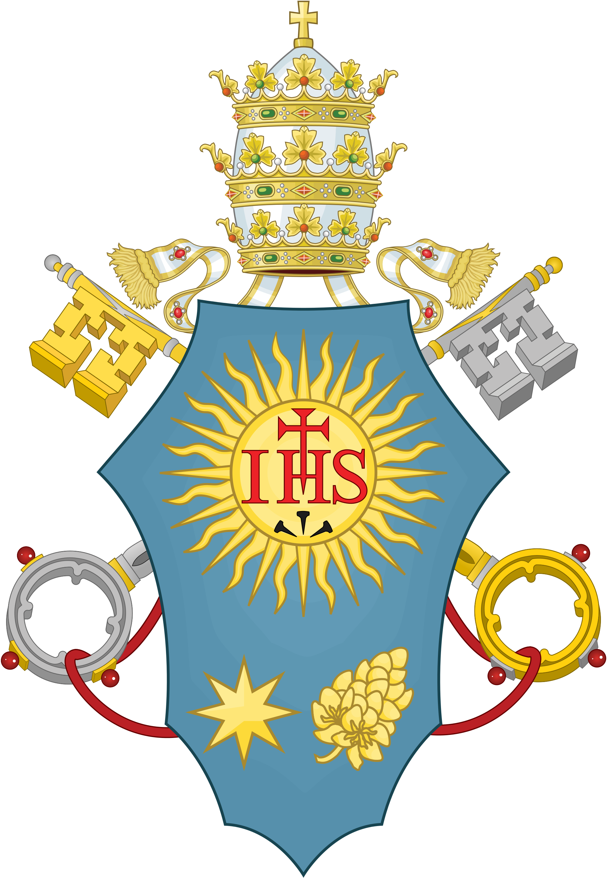 A Coat Of Arms With A Crown And Keys