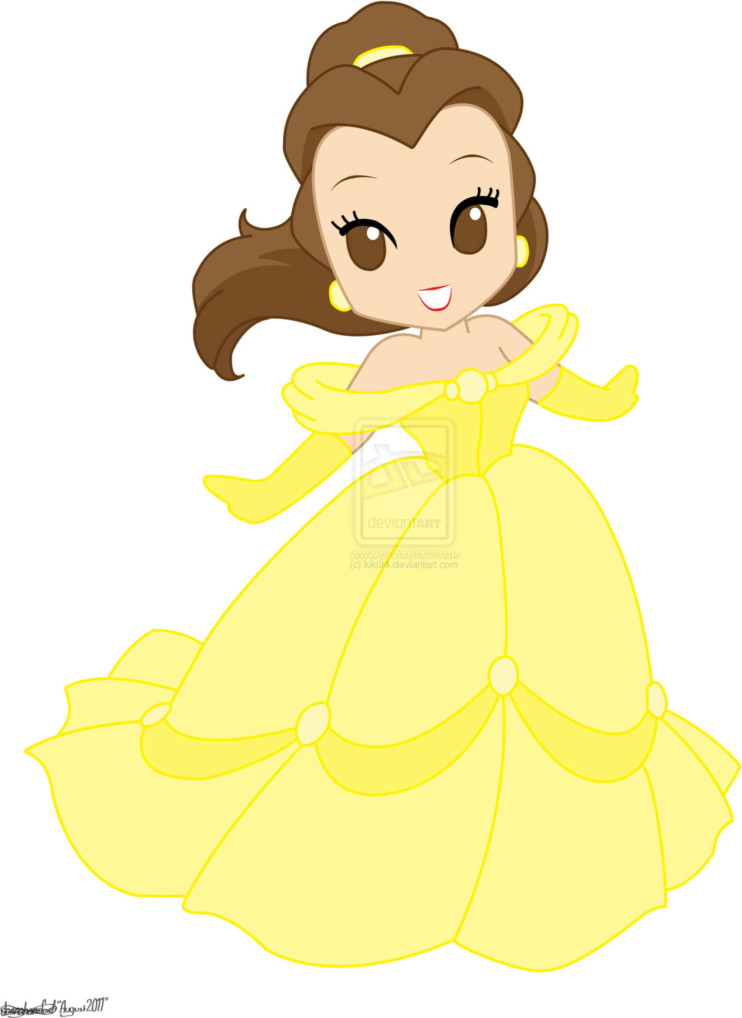 Cartoon Of A Woman In A Yellow Dress
