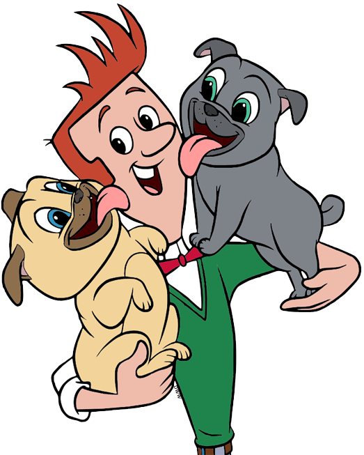Cartoon Of A Man Holding Two Dogs