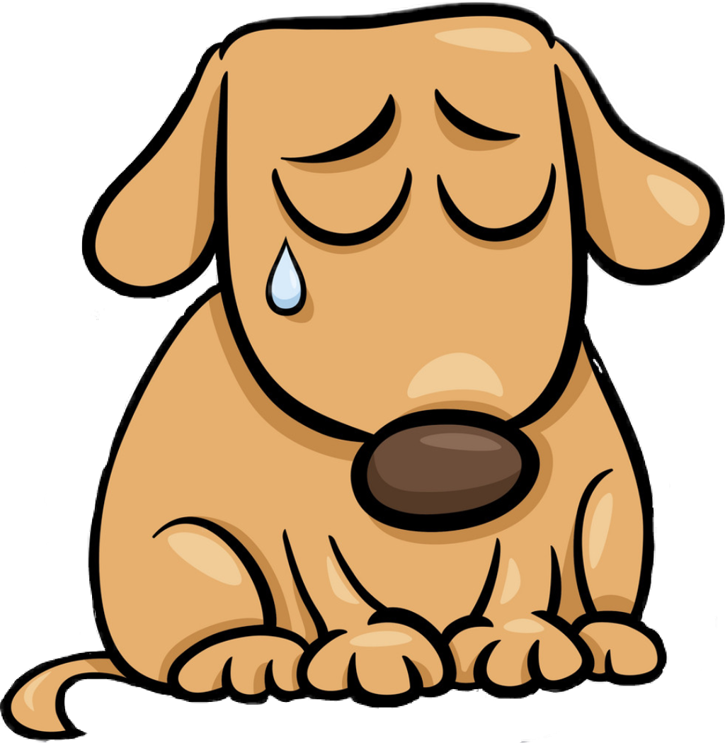 A Cartoon Of A Dog Crying