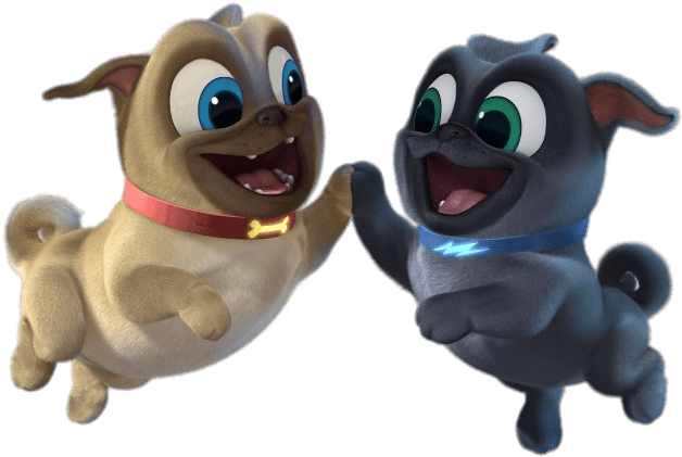 Cartoon Dogs Holding Hands And Smiling