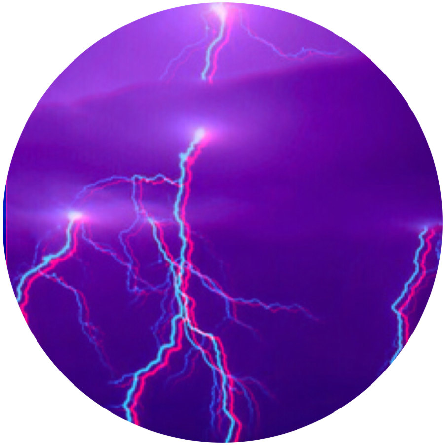 A Purple Circle With Lightning Bolts In The Sky