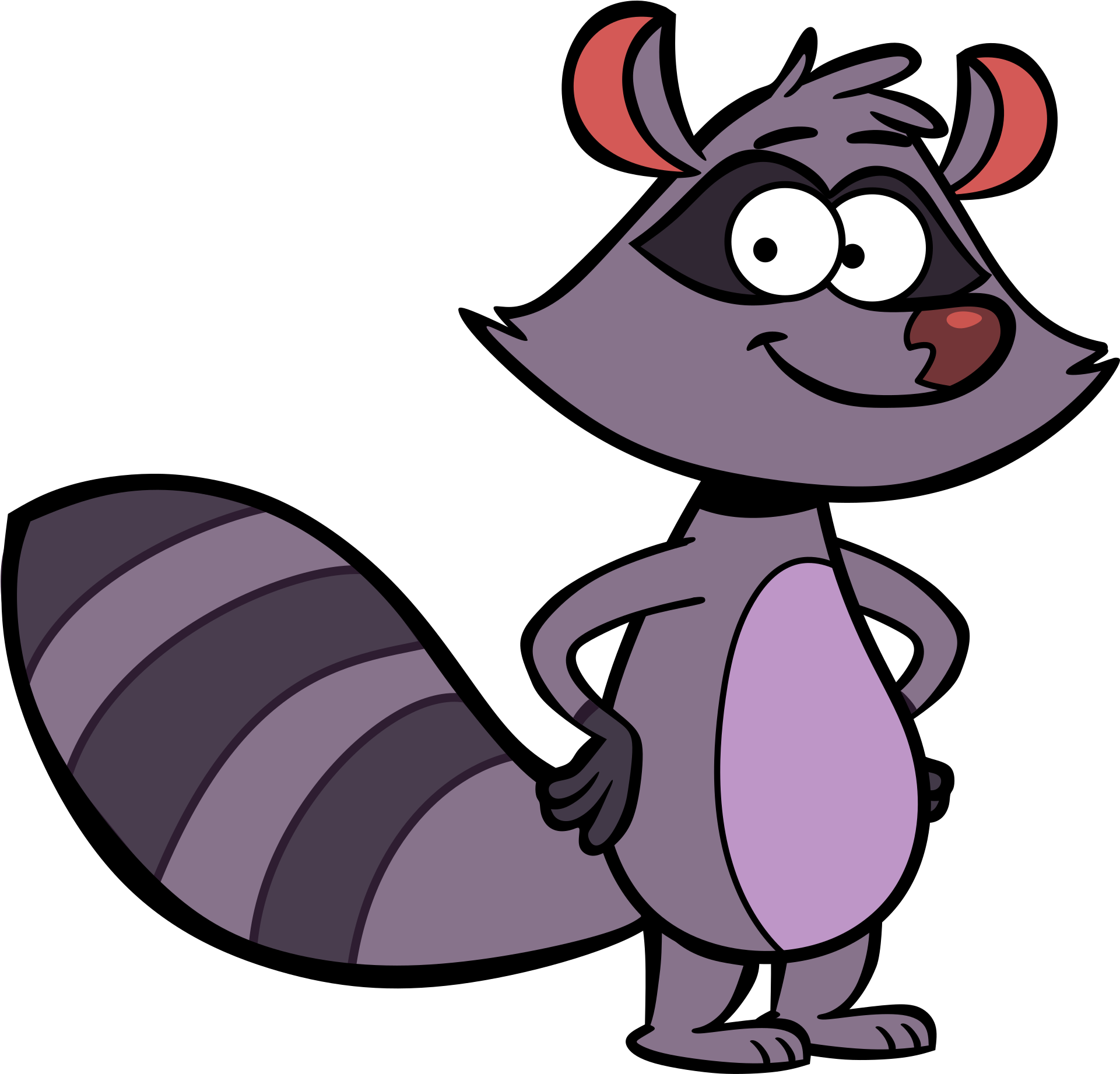 A Cartoon Raccoon With A Black Background