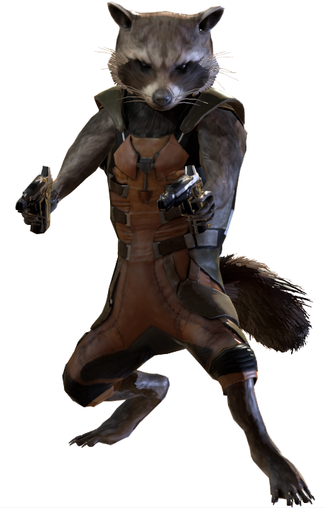 A Raccoon In A Garment Holding Guns