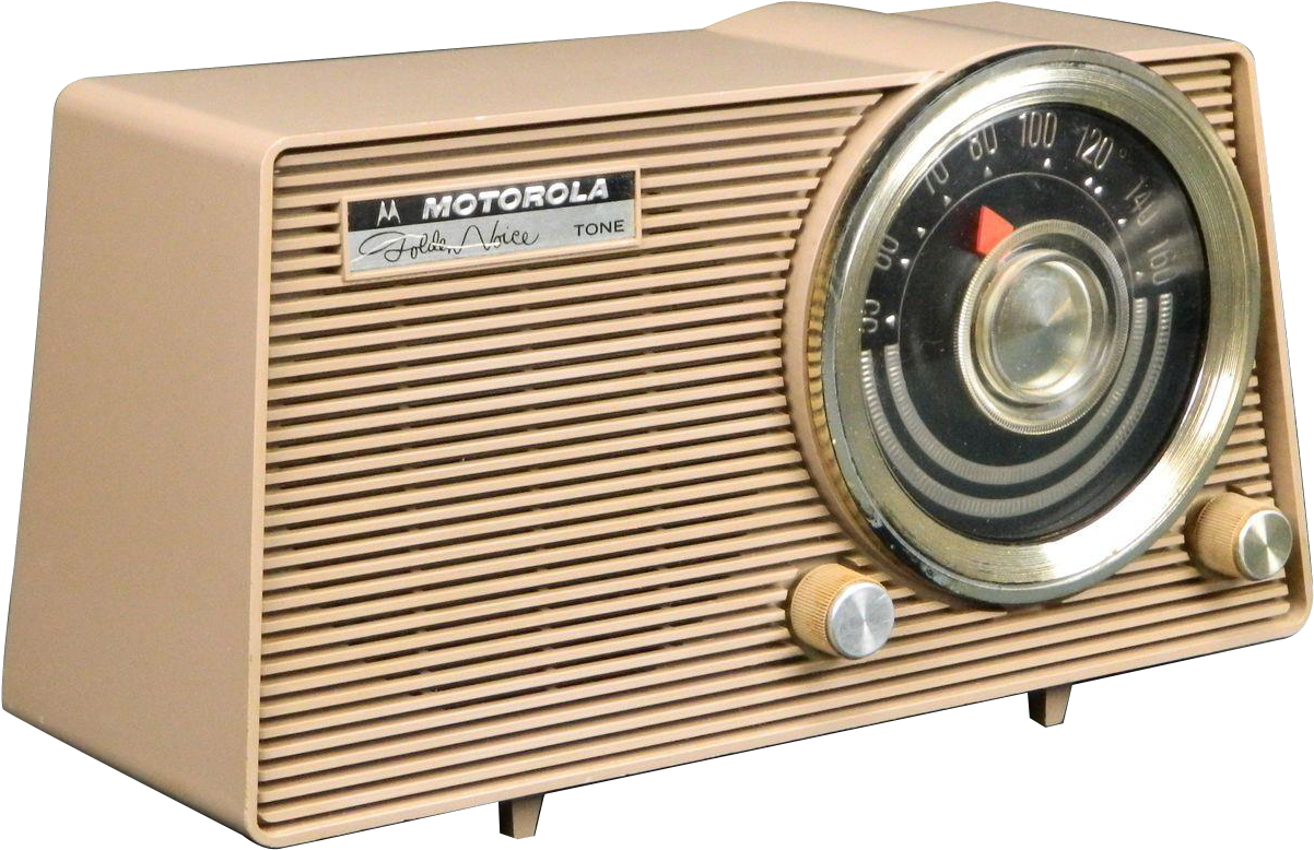 A Tan Radio With A Round Dial