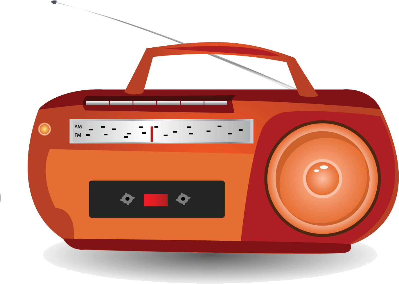 An Orange Radio With A Black Background
