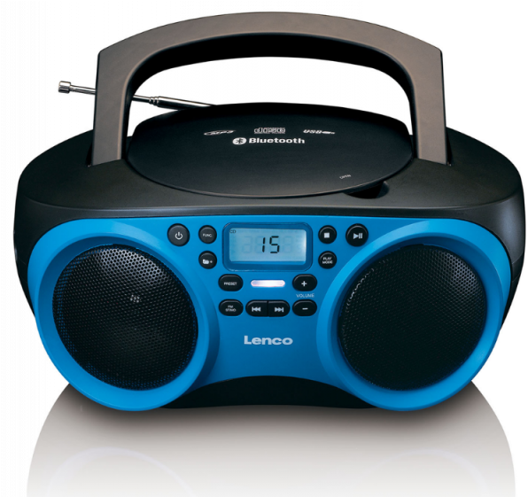A Blue And Black Radio With A Cd Player