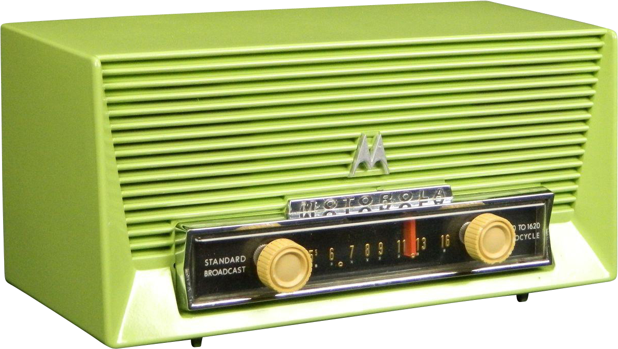 A Green Radio With Dials And Buttons
