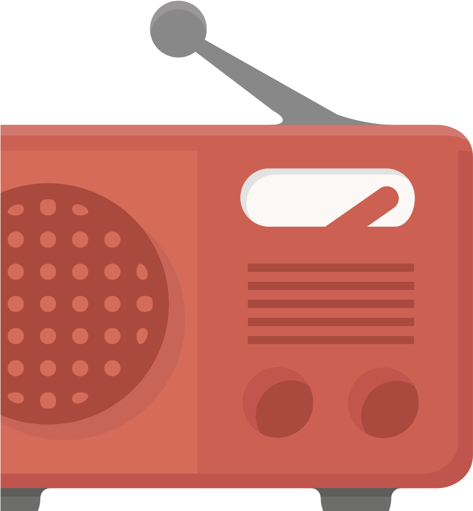 A Red Radio With A Black Background