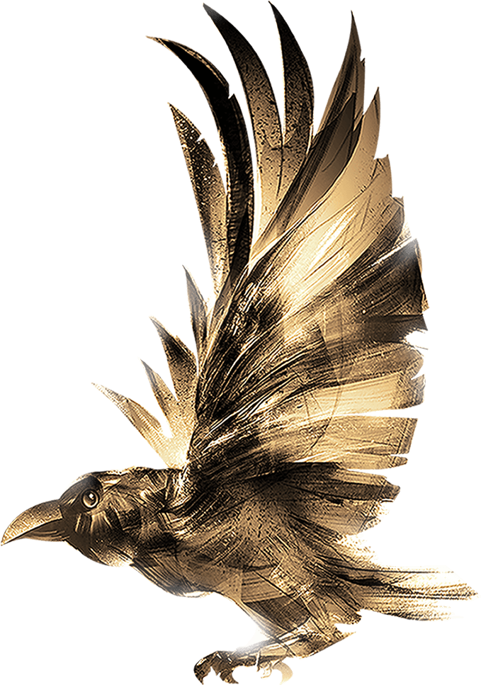 A Gold Bird With Wings Spread