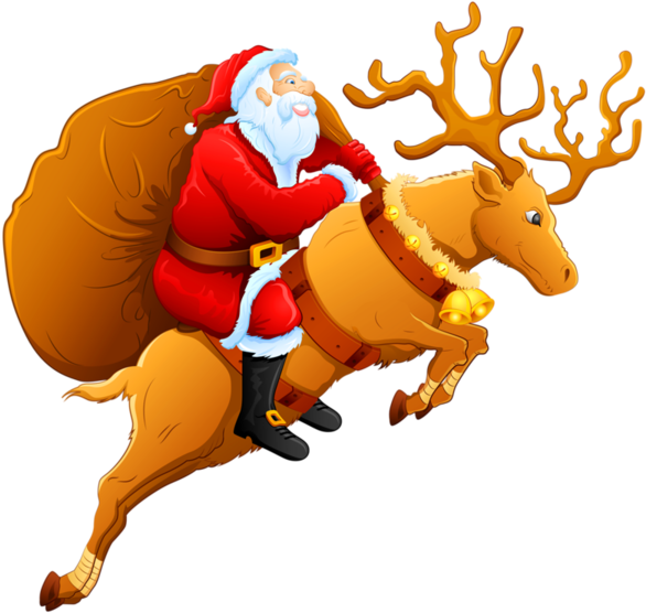 A Santa Claus Riding A Reindeer