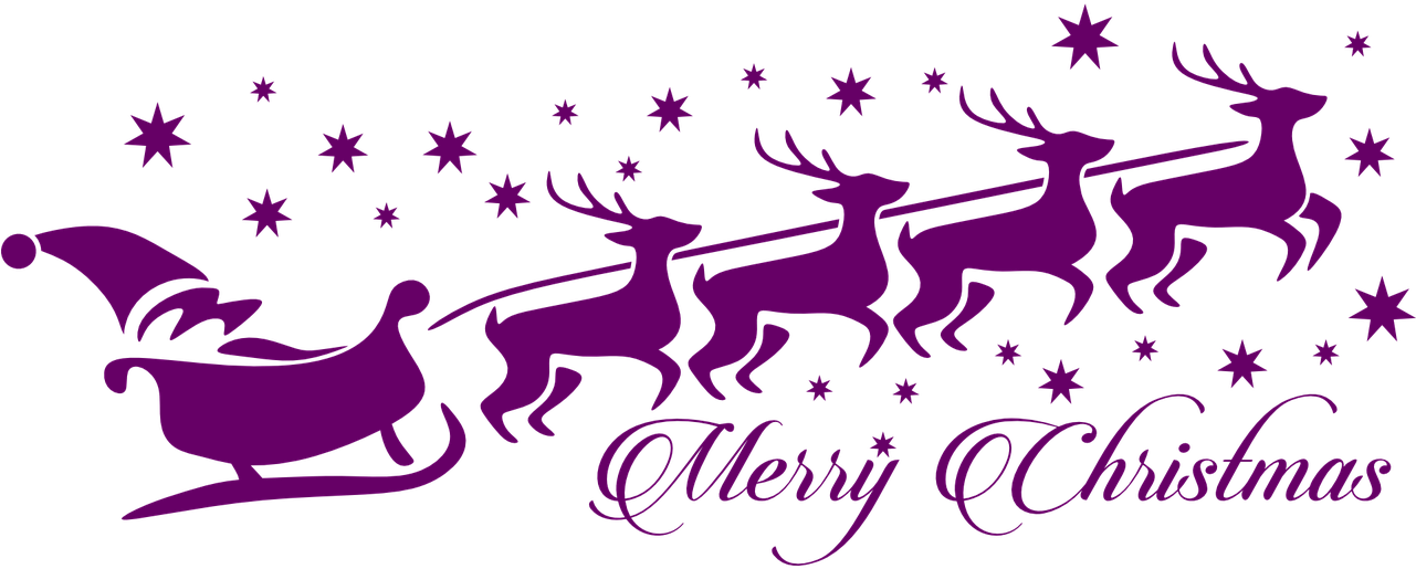 A Purple Reindeer Sleigh With Stars And Text