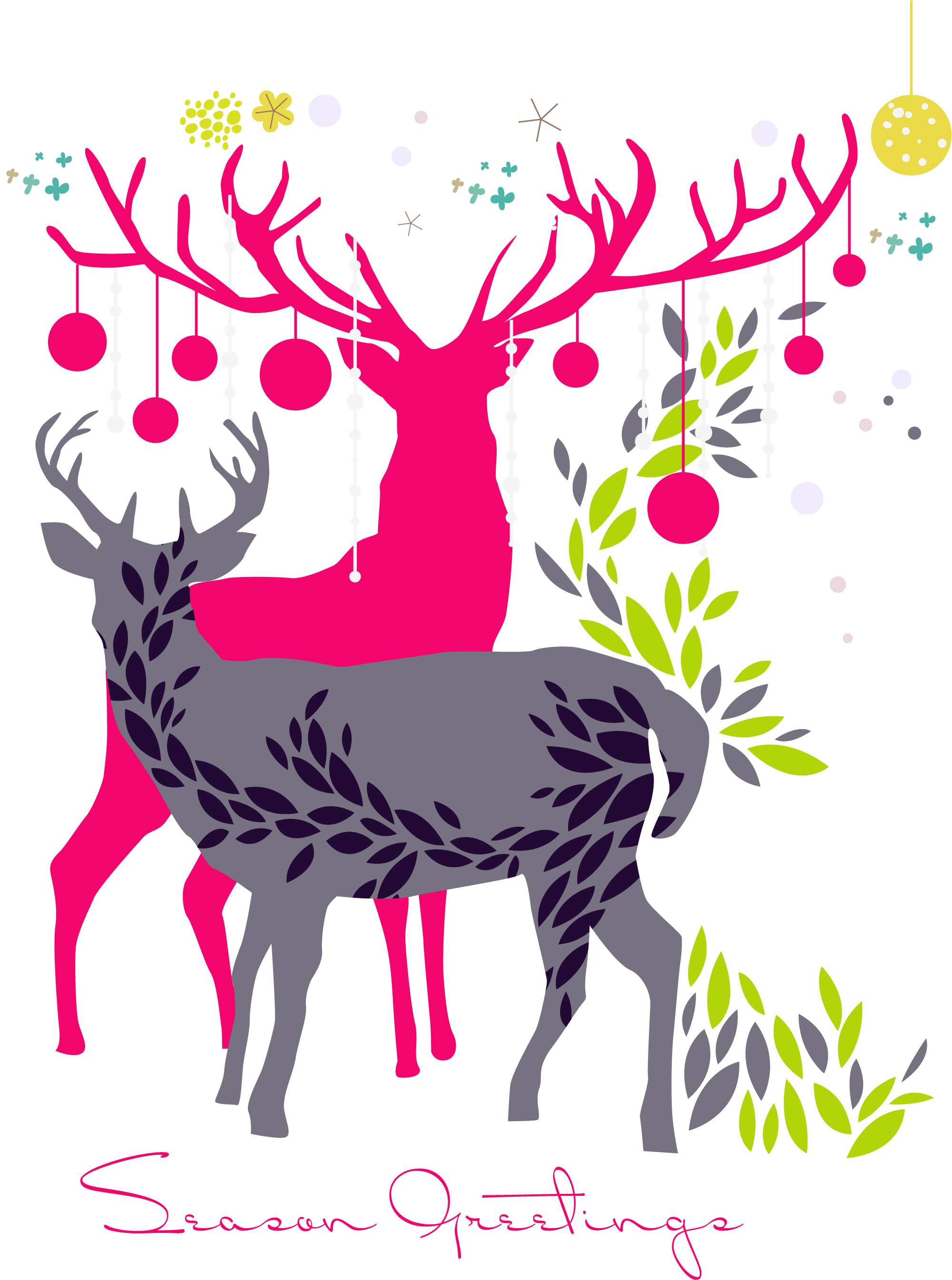 A Couple Of Deer With Ornaments