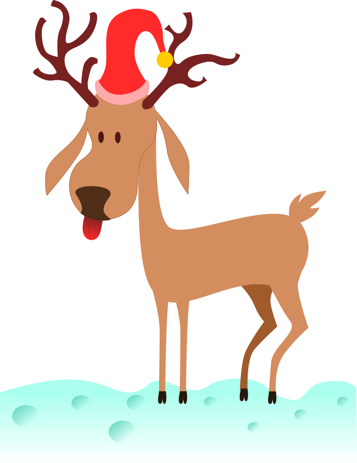 A Cartoon Of A Reindeer Wearing A Santa Hat