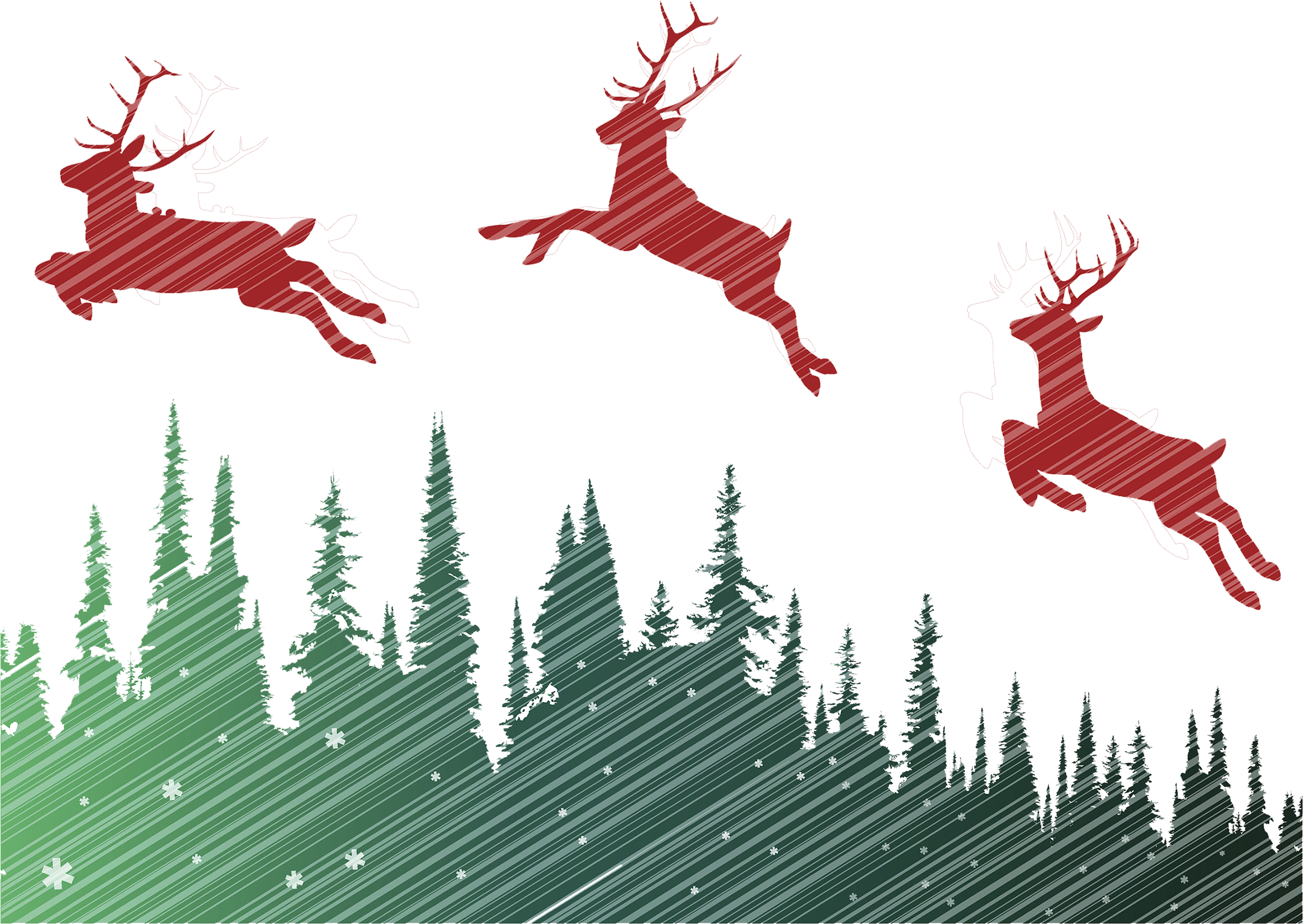 A Group Of Deer In The Air