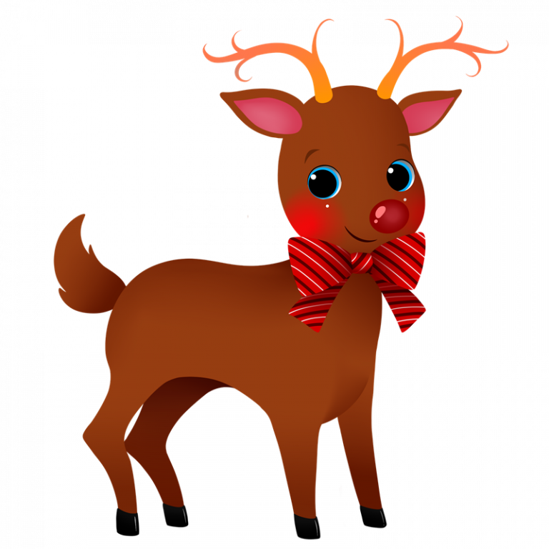 A Cartoon Of A Reindeer With A Bow